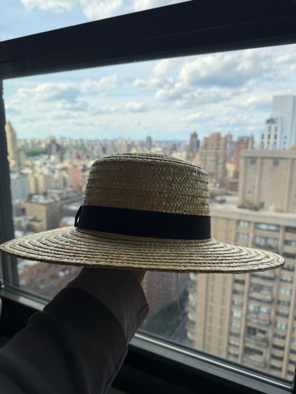 ASOS Natural Straw Boater Hat with Black Band